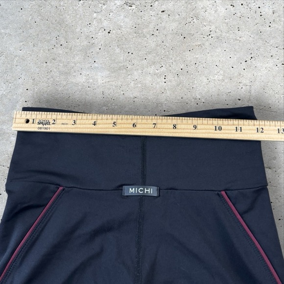 Michi Ribbed Side Pockets White Black Burgundy Leggings Sz M - Picture 7 of 7